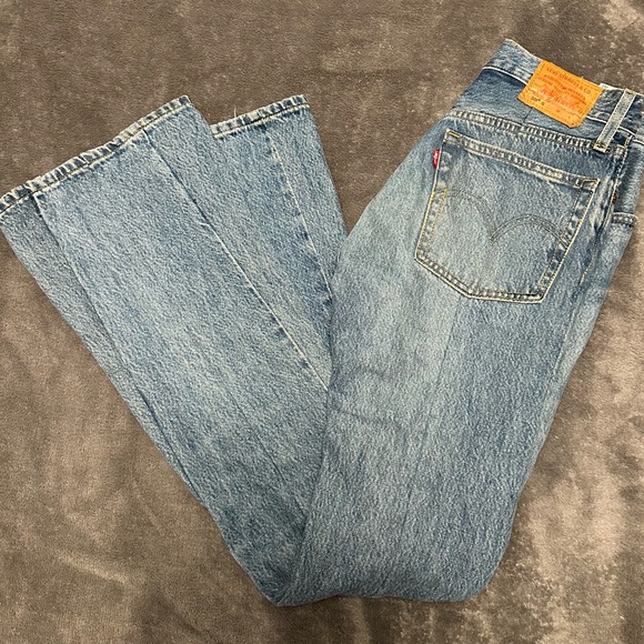 Levi's Denim - Levi's Upcycled 501 Button Fly Jeans Professional Flare and Back Leg Seam 70’s